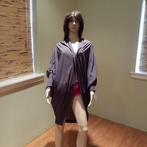 Dunya Dark Gray Silk Fitted Sleeve Cape Size 2